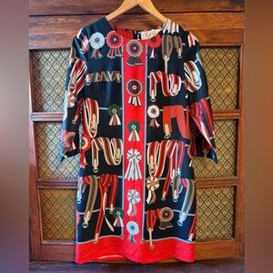 Golaleeda Equestrian Print Dress Horse Ribbon Motif Shift Dress